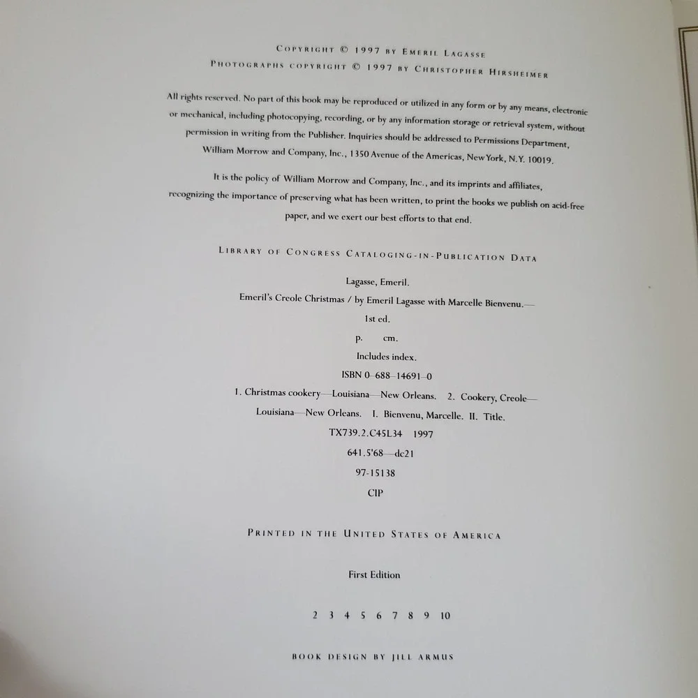 Emeril's Creole Christmas Cookbook Emeril Lagasse 1st Edition Hardcover 1997